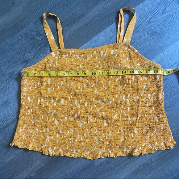 Torrid Challis Smocked Crop Cami Mustard Yellow White Stretchy 3 Plus - Picture 8 of 10